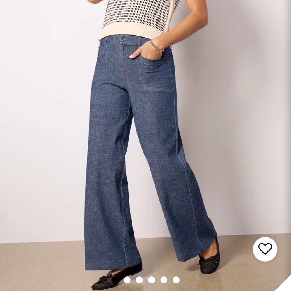 Evereve Joelle Denim Blue Wide-Leg Trousers